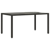 5 Piece Garden Dining Set with Cushions Black Poly Rattan