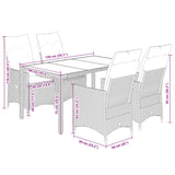 5 Piece Garden Dining Set with Cushions Black Poly Rattan