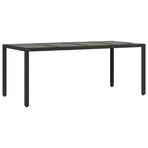 7 Piece Garden Dining Set with Cushions Black Poly Rattan