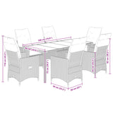 7 Piece Garden Dining Set with Cushions Black Poly Rattan - Close-Up Angle