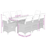 9 Piece Garden Dining Set with Cushions Black Poly Rattan - Low Angle