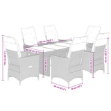 7 Piece Garden Dining Set with Cushions Black Poly Rattan