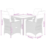 5 Piece Garden Dining Set with Cushions Grey Poly Rattan - Close-Up Angle
