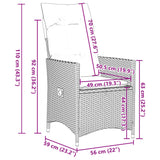 5 Piece Garden Dining Set with Cushions Grey Poly Rattan - Extra Image