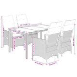 5 Piece Garden Dining Set with Cushions Grey Poly Rattan - Close-Up Angle