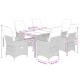 7 Piece Garden Dining Set with Cushions Grey Poly Rattan - Close-Up Angle