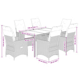 7 Piece Garden Dining Set with Cushions Grey Poly Rattan - Extra Image