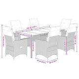 7 Piece Garden Dining Set with Cushions Grey Poly Rattan - Close-Up Angle