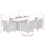 7 Piece Garden Dining Set with Cushions Grey Poly Rattan