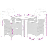 5 Piece Garden Dining Set with Cushions Grey Poly Rattan