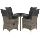 5 Piece Garden Dining Set with Cushions Grey Poly Rattan