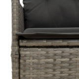 5 Piece Garden Dining Set with Cushions Grey Poly Rattan - Rear View