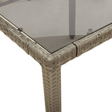 5 Piece Garden Dining Set with Cushions Grey Poly Rattan - Low Angle