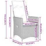 5 Piece Garden Dining Set with Cushions Grey Poly Rattan - Extra Image
