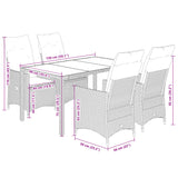 5 Piece Garden Dining Set with Cushions Grey Poly Rattan - Close-Up Angle
