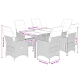 7 Piece Garden Dining Set with Cushions Grey Poly Rattan - Extra Image