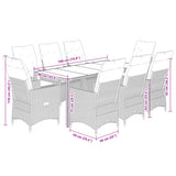 9 Piece Garden Dining Set with Cushions Grey Poly Rattan - Close-Up Angle