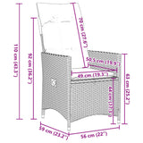 9 Piece Garden Dining Set with Cushions Grey Poly Rattan - Low Angle