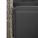 9 Piece Garden Dining Set with Cushions Grey Poly Rattan - Rear View