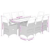 9 Piece Garden Dining Set with Cushions Grey Poly Rattan - Extra Image