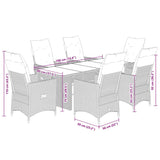 7 Piece Garden Dining Set with Cushions Grey Poly Rattan - Close-Up Angle