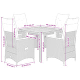 5 Piece Garden Dining Set with Cushions Black Poly Rattan - Close-Up Angle
