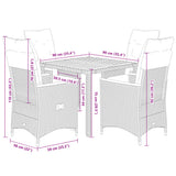 5 Piece Garden Dining Set with Cushions Black Poly Rattan