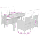 5 Piece Garden Dining Set with Cushions Black Poly Rattan - Close-Up Angle