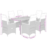 7 Piece Garden Dining Set with Cushions Black Poly Rattan