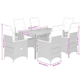 7 Piece Garden Dining Set with Cushions Black Poly Rattan