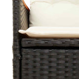 9 Piece Garden Dining Set with Cushions Black Poly Rattan - Low Angle