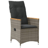 5 Piece Garden Dining Set with Cushions Grey Poly Rattan - Side View