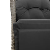 5 Piece Garden Dining Set with Cushions Grey Poly Rattan - Low Angle