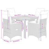 5 Piece Garden Dining Set with Cushions Grey Poly Rattan - Extra Image