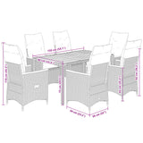 7 Piece Garden Dining Set with Cushions Grey Poly Rattan - Close-Up Angle