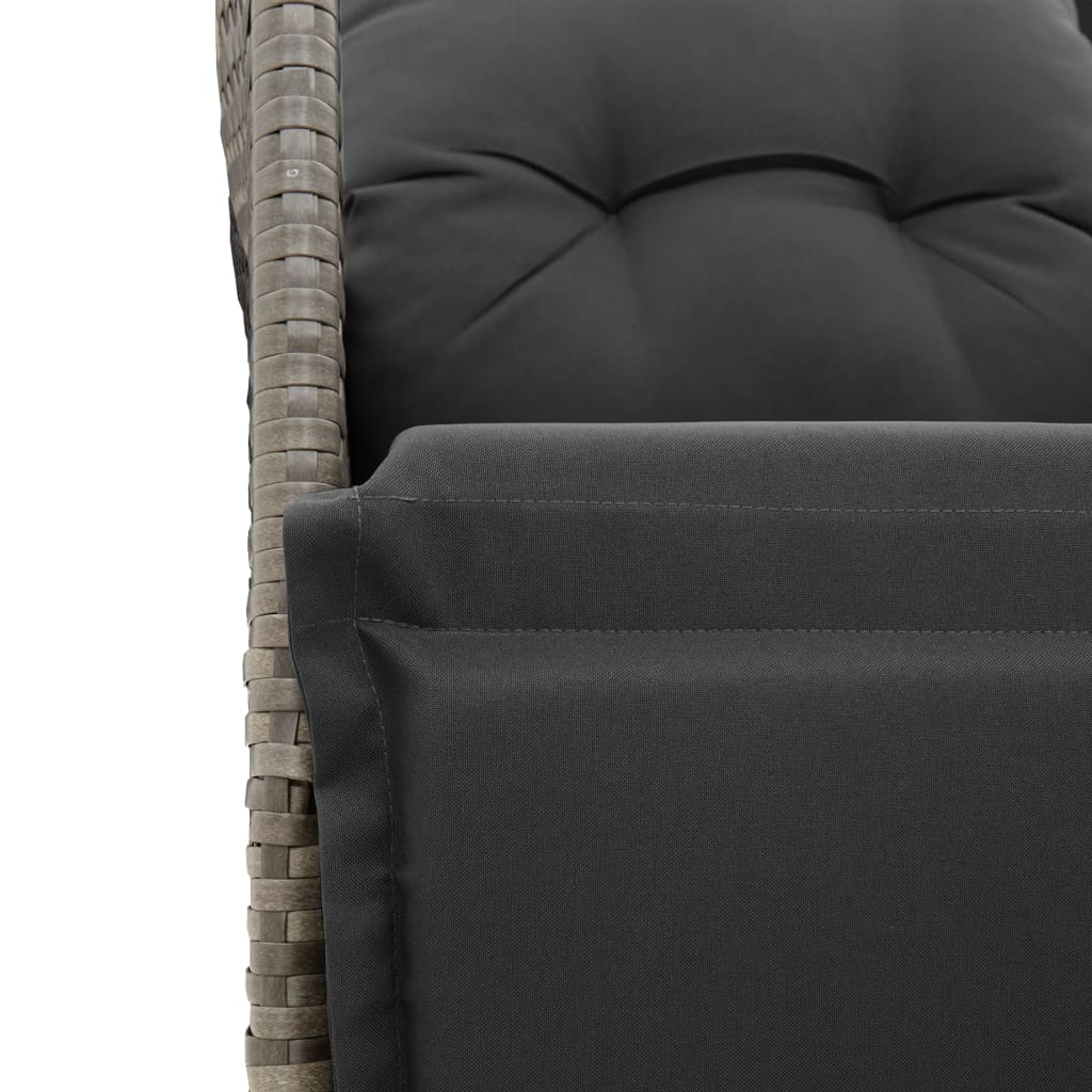 7 Piece Garden Dining Set with Cushions Grey Poly Rattan