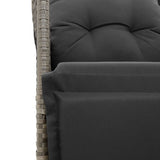 7 Piece Garden Dining Set with Cushions Grey Poly Rattan