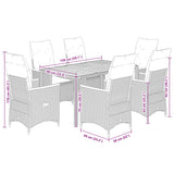 7 Piece Garden Dining Set with Cushions Grey Poly Rattan