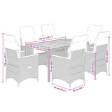 7 Piece Garden Dining Set with Cushions Grey Poly Rattan - Extra Image