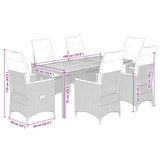 7 Piece Garden Dining Set with Cushions Grey Poly Rattan