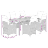 7 Piece Garden Dining Set with Cushions Grey Poly Rattan - Close-Up Angle
