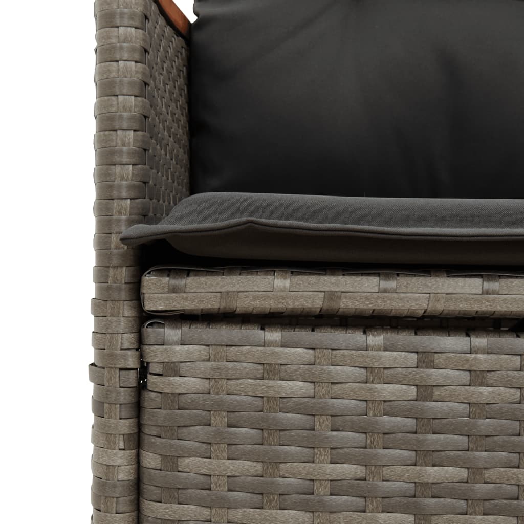9 Piece Garden Dining Set with Cushions Grey Poly Rattan