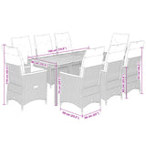 9 Piece Garden Dining Set with Cushions Grey Poly Rattan
