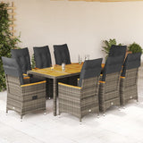 9 Piece Garden Dining Set with Cushions Grey Poly Rattan