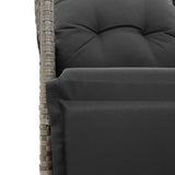 9 Piece Garden Dining Set with Cushions Grey Poly Rattan - Low Angle
