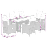 7 Piece Garden Dining Set with Cushions Grey Poly Rattan - Close-Up Angle