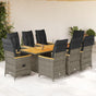 9 Piece Garden Dining Set with Cushions Grey Poly Rattan
