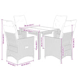 5 Piece Garden Dining Set with Cushions Black Poly Rattan - Close-Up Angle