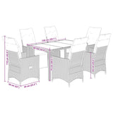 7 Piece Garden Dining Set with Cushions Black Poly Rattan - Close-Up Angle