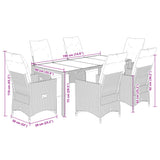 7 Piece Garden Dining Set with Cushions Black Poly Rattan - Close-Up Angle